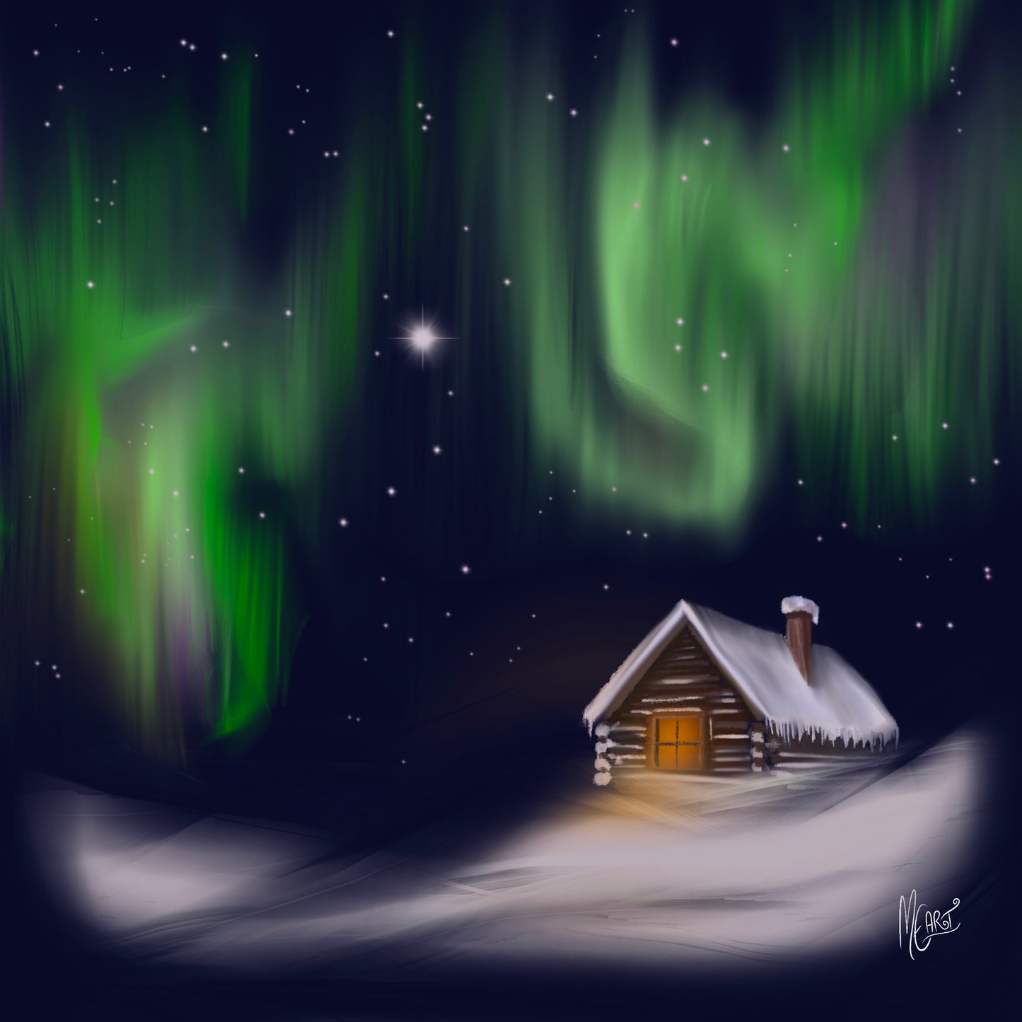 Pirtti pakkasyössä - kortti