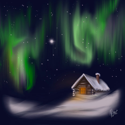 Pirtti pakkasyössä - kortti